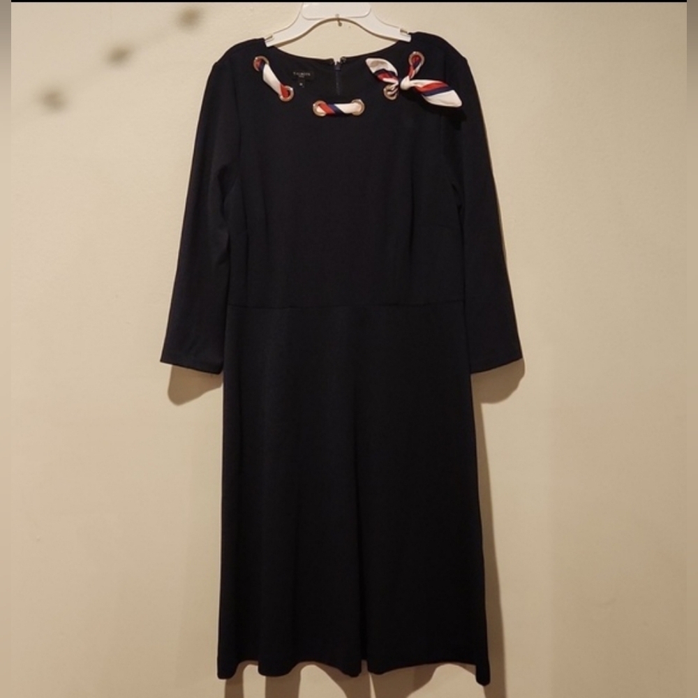 ❤️ NWOT! TALBOTS DRESS - NAUTICAL FIT & FLARE PONTE KNIT, 6P (28 PETITE) - Picture 2 of 6